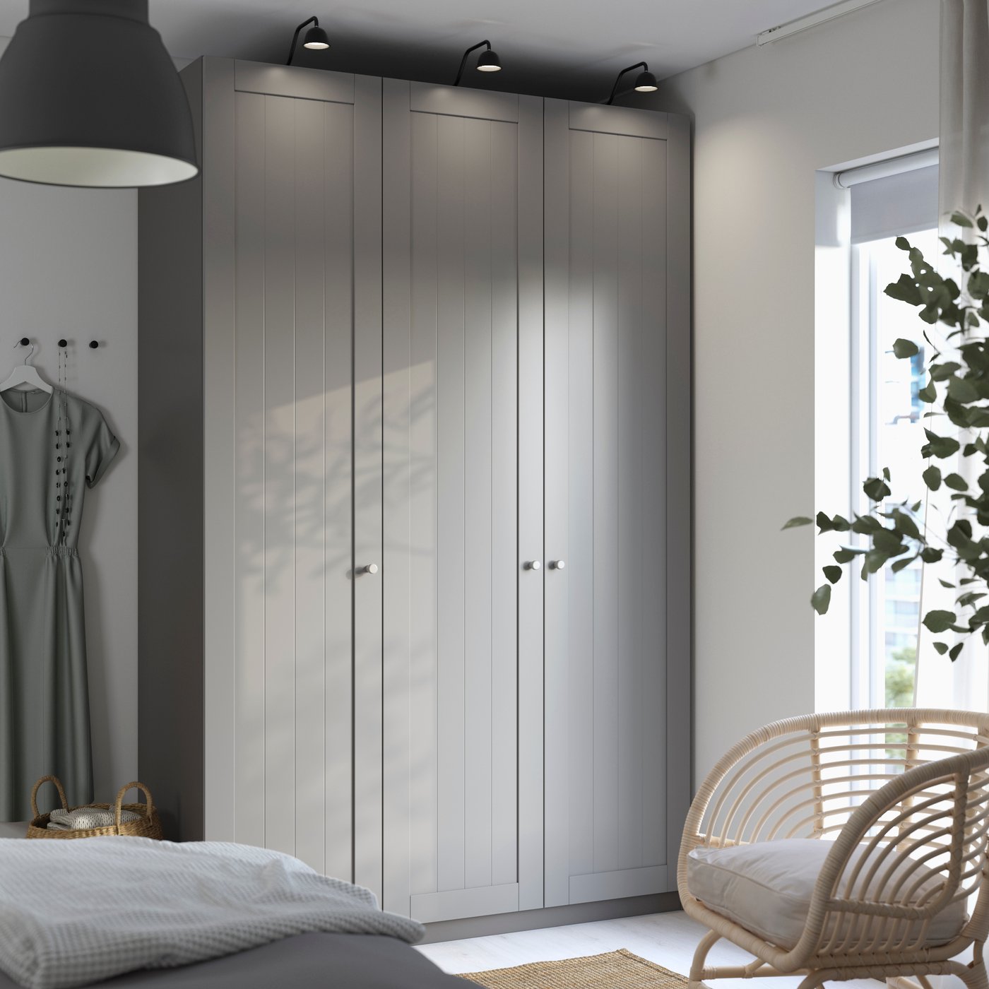 IKEA PAX / GULLABERG garderobskombination, mörkgrå/grå, 150x60x236 cm
