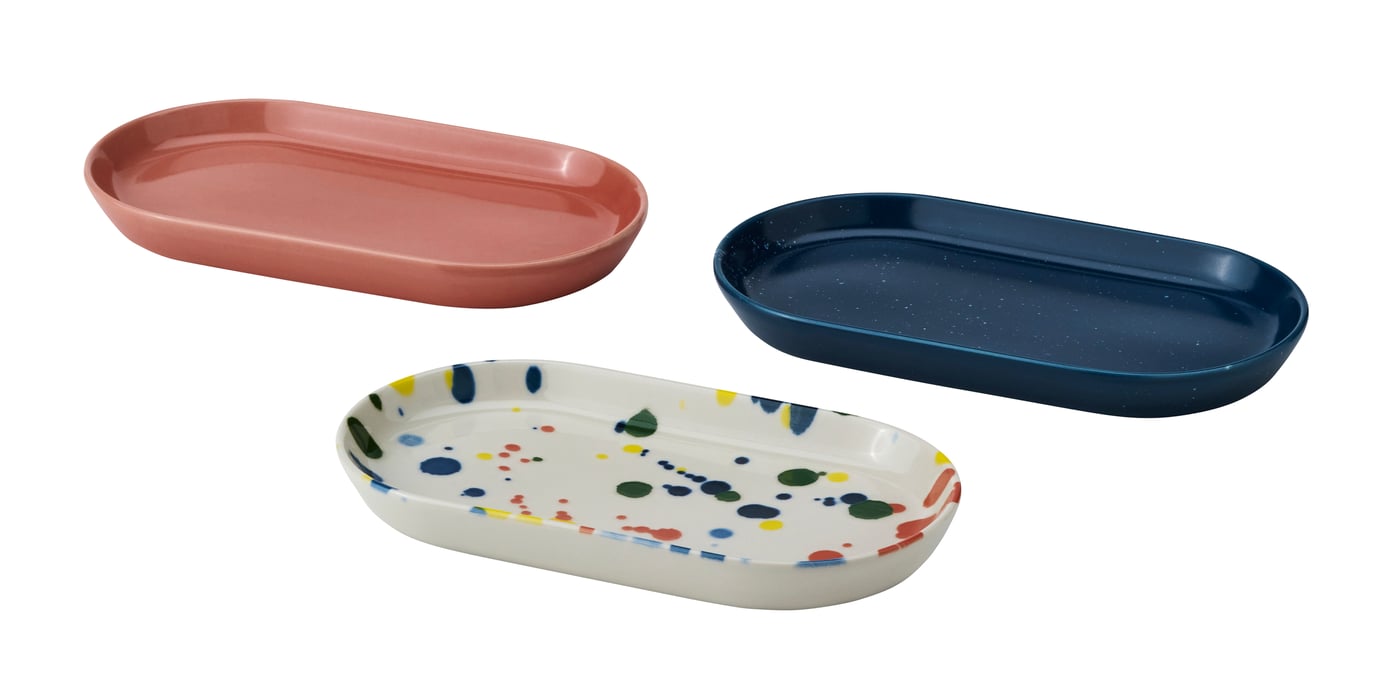 IKEA RÖDSNULTRA serveringsfat, mixade mönster, 20x11 cm