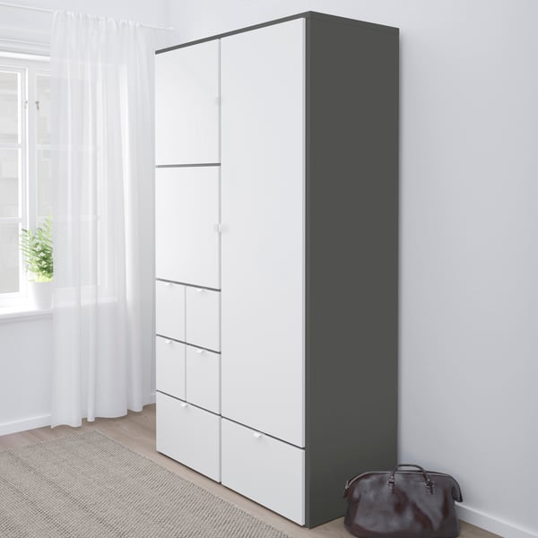A grey/white VISTHUS wardrobe