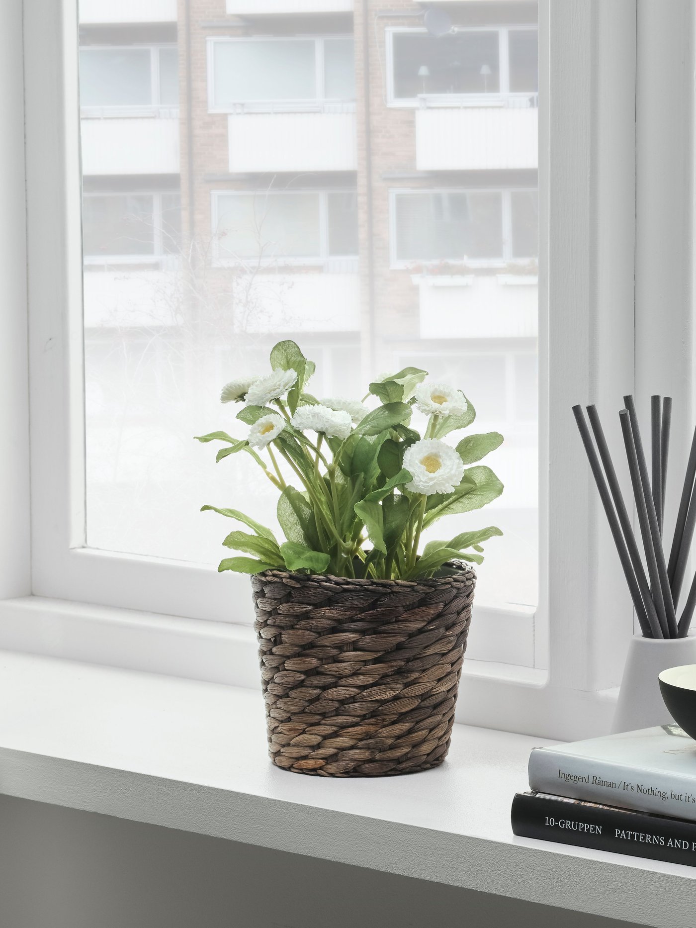 A water hyacinth/grey DRUVFLÄDER plant pot