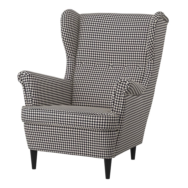 A Vibberbo black/beige STRANDMON wing chair
