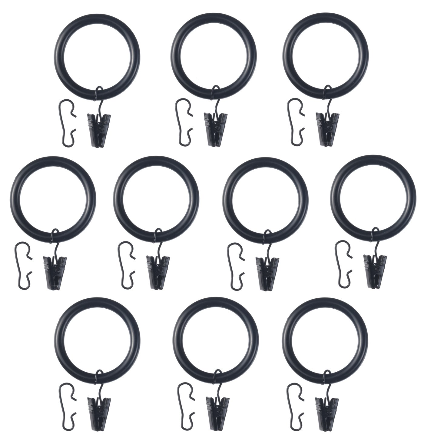 IKEA SYRLIG gardinring med klämma och krok, svart, 38 mm