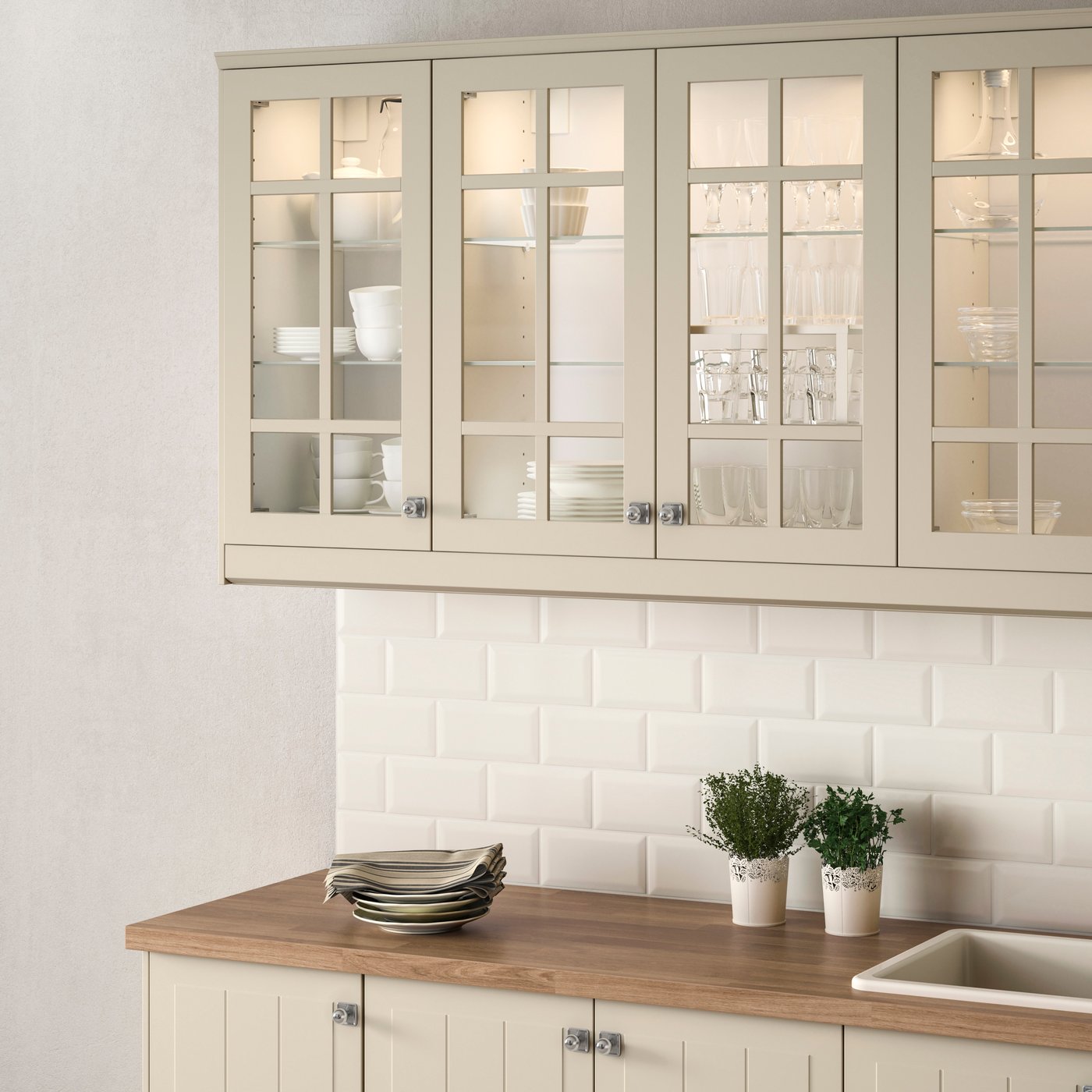 A beige STENSUND glass door