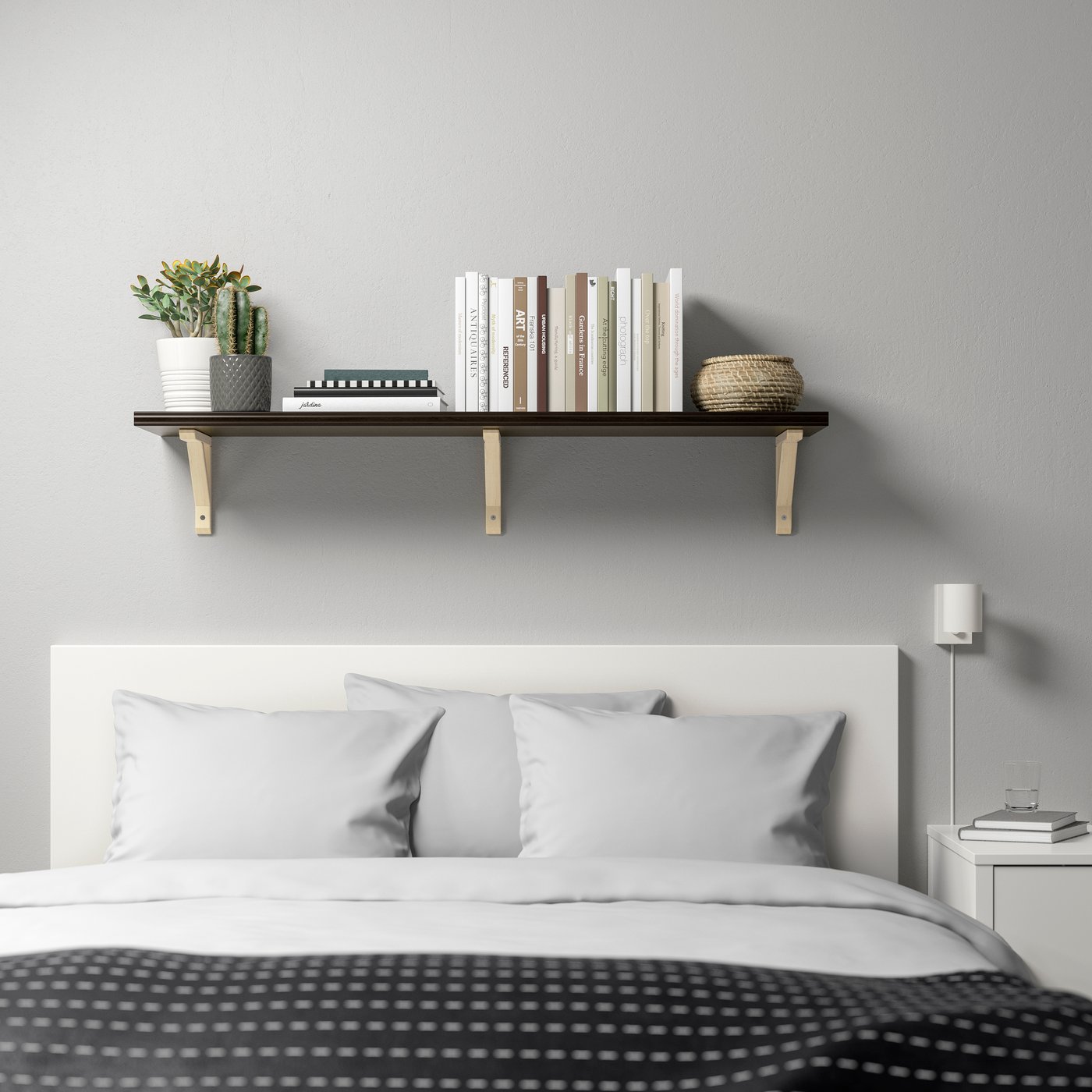 IKEA BERGSHULT / SANDSHULT vägghylla, brunsvart/asp, 120x30 cm