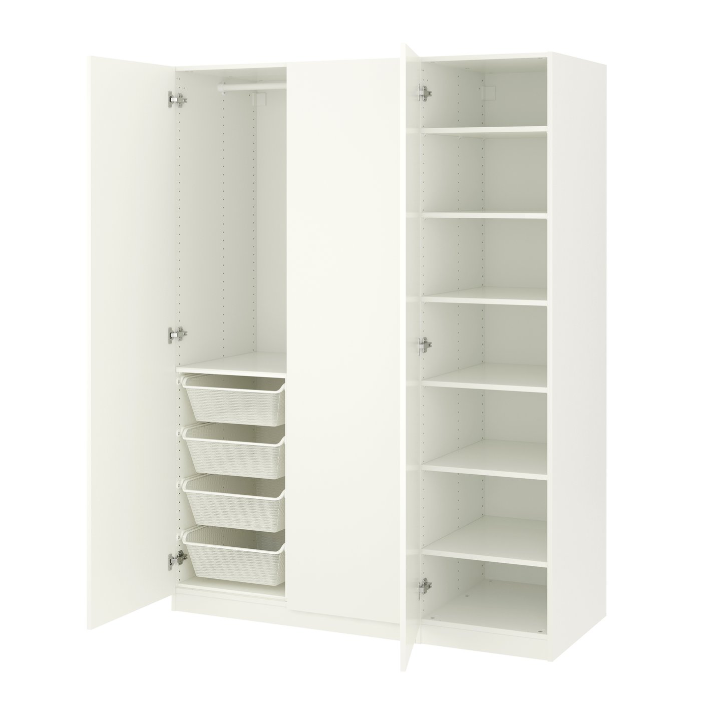 IKEA - PAX / FORSAND vaatekaappi, valkoinen/valkoinen, 150x60x201 cm