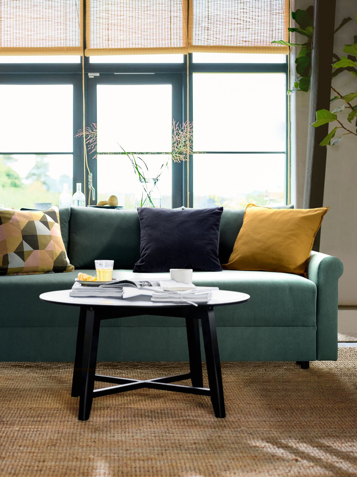 Kelinge pilkai turkio spalvos DÅNHULT trivietė sofa-lova