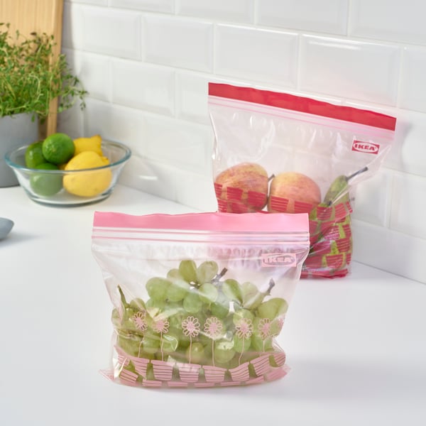 A patterned red/pink ISTAD resealable bag