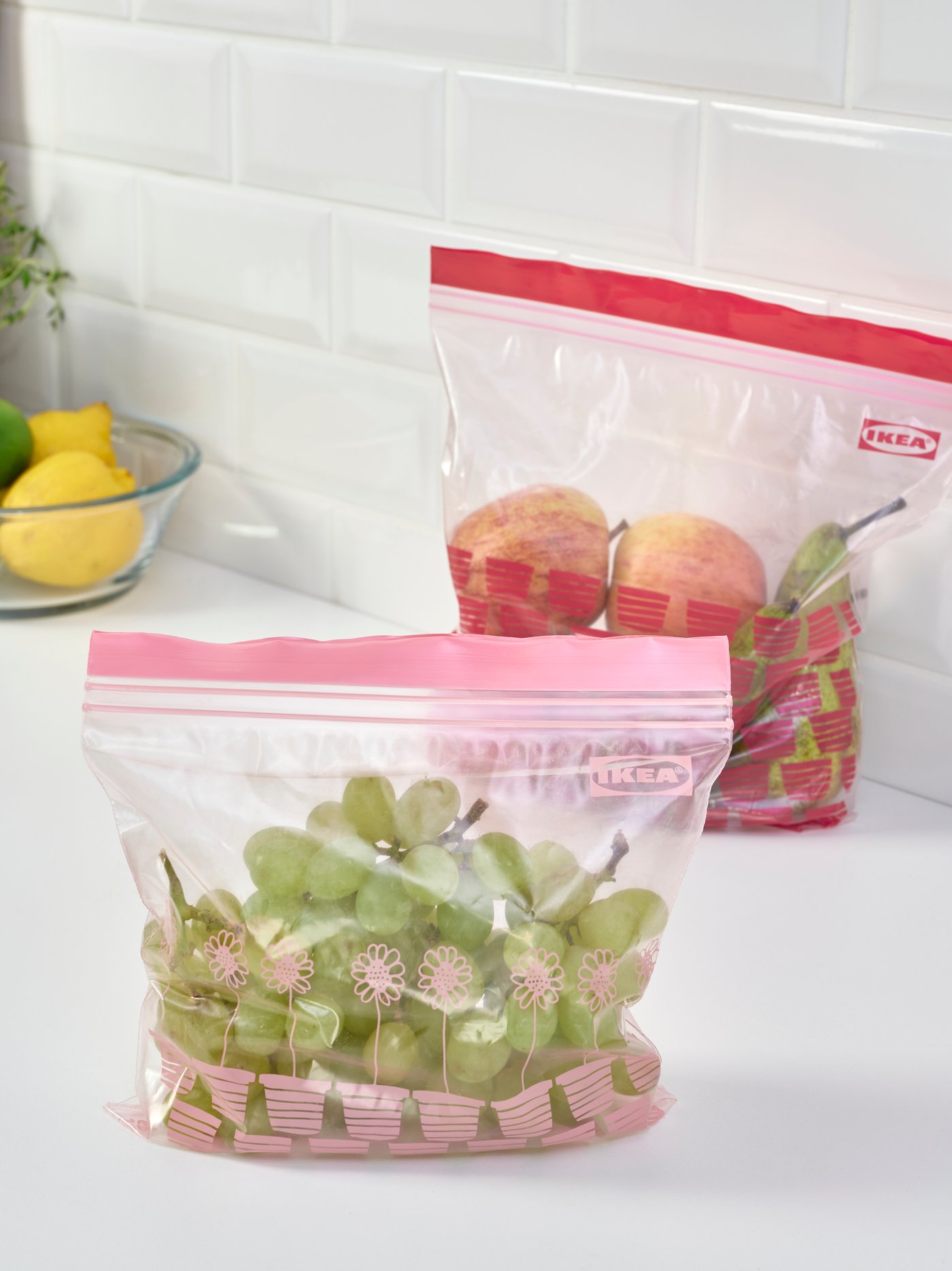 A patterned red/pink ISTAD resealable bag