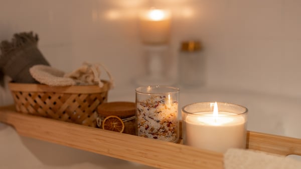A bamboo HAVERN bath rack