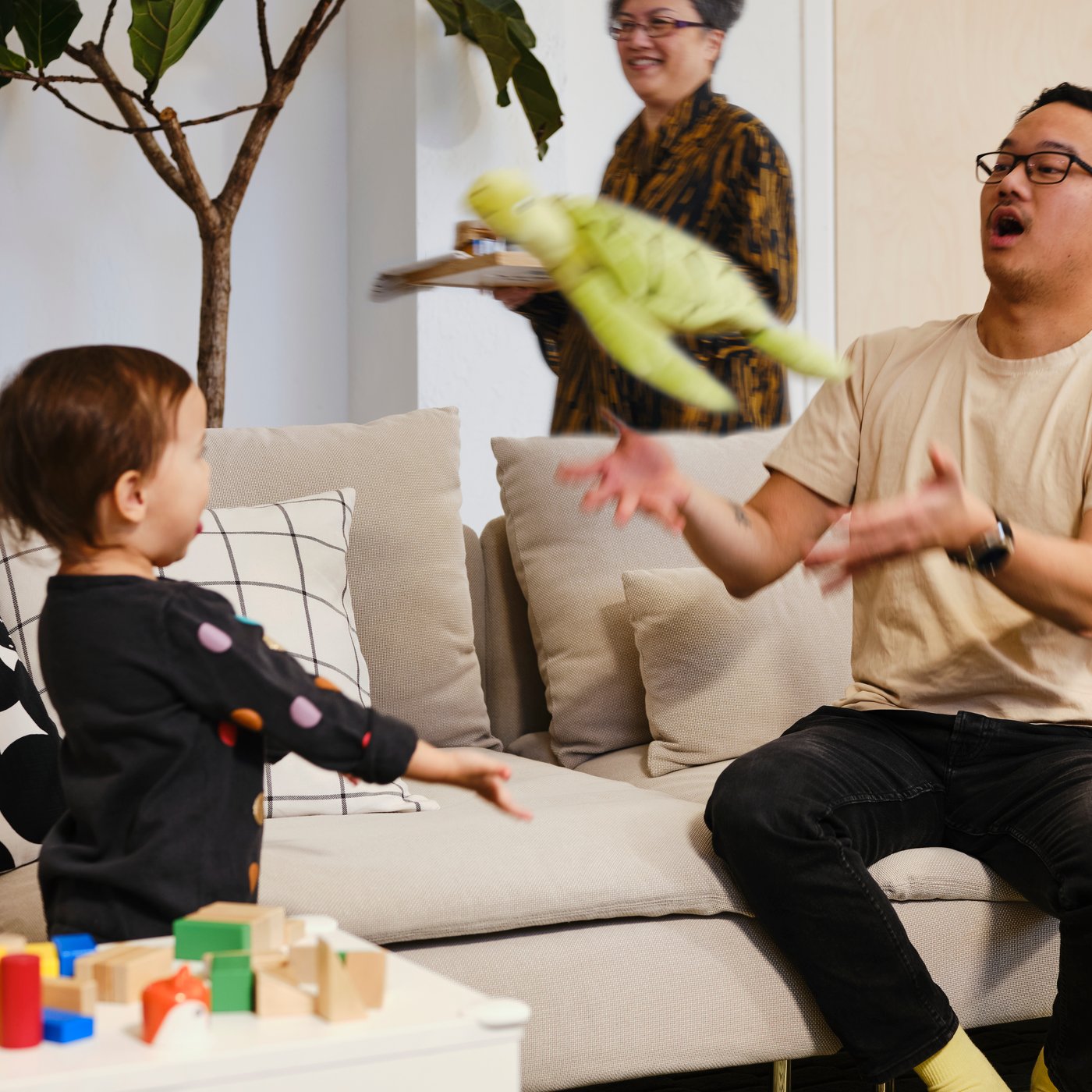 A white TINGBY side table on castors