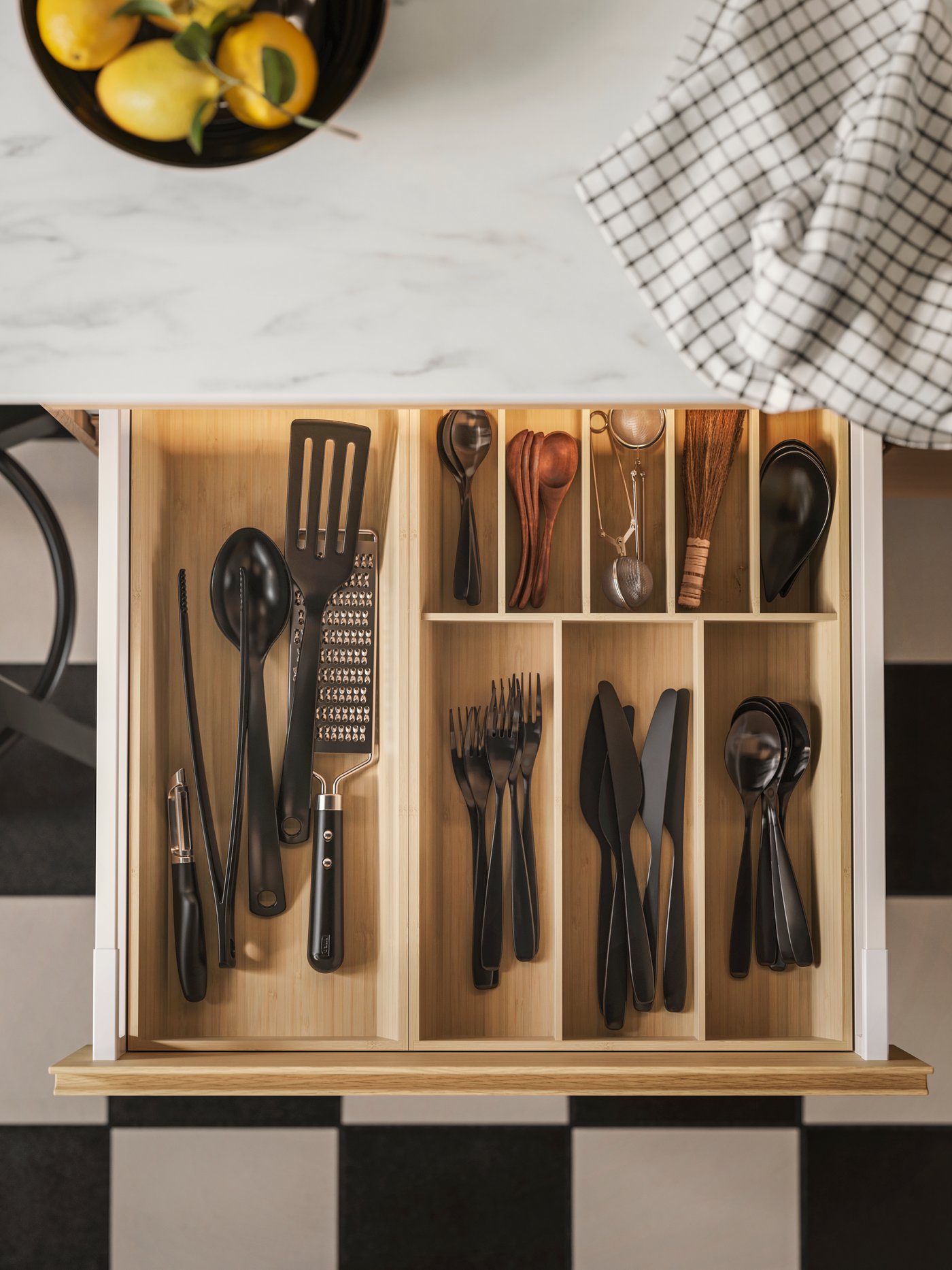 A white lively marble effect/laminate EKBACKEN worktop