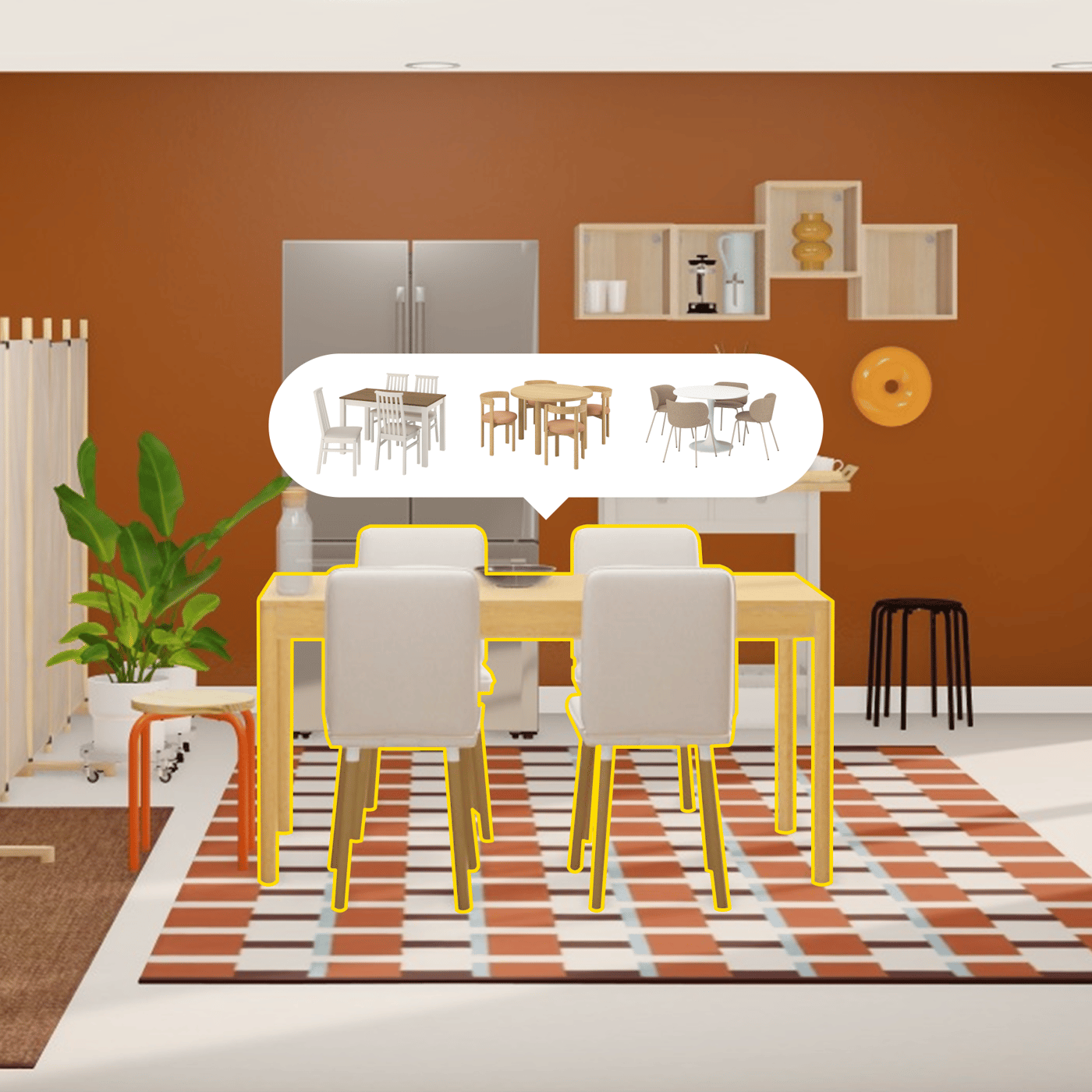 A view of the IKEA KREATIV  to visualise IKEA dining furniture in their home before buying it