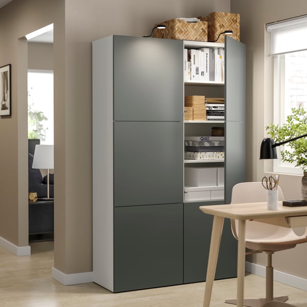 A white/Lappviken dark grey BESTÅ storage combination with doors