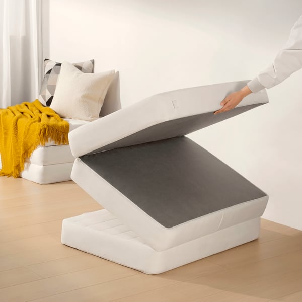 A foldable extra firm/white VITHÄLL pocket spring mattress