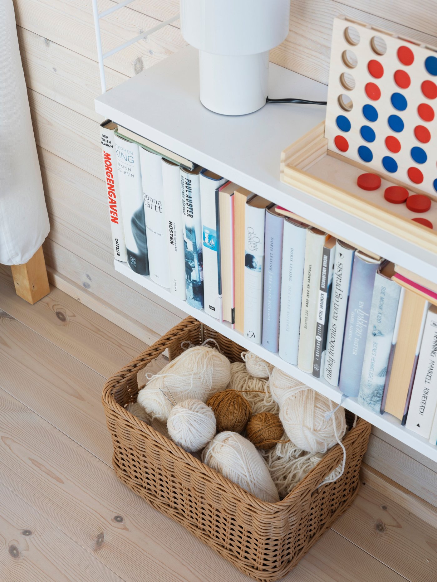 A plastic rattan BEKNA basket in the living room