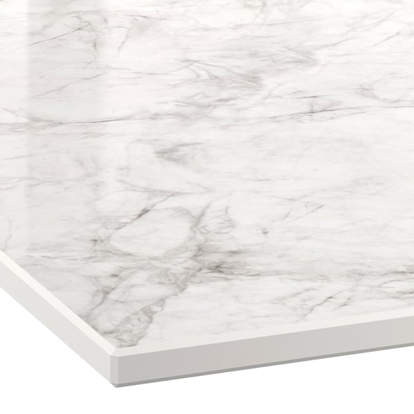 A polished off-white/grey marble effect/high pressure porcelain MÖCKLARP custom made worktop in the NA