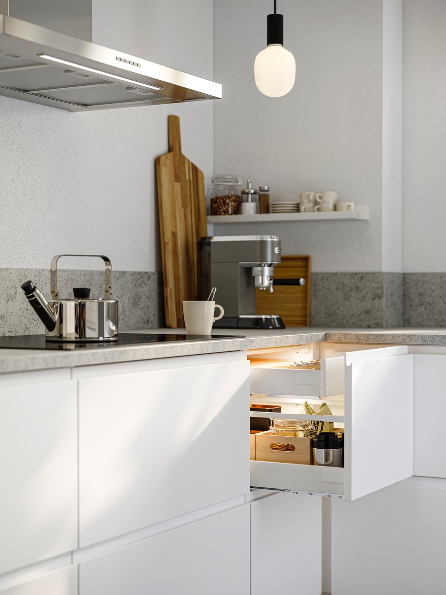 A modern and bright kitchen with matte white fronts - IKEA