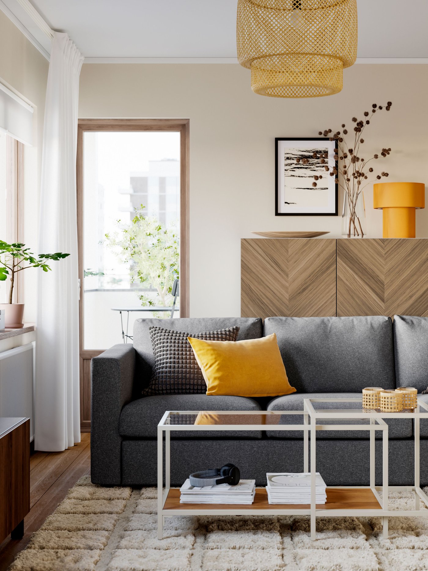 A Gunnared medium grey VIMLE 3-seat sofa