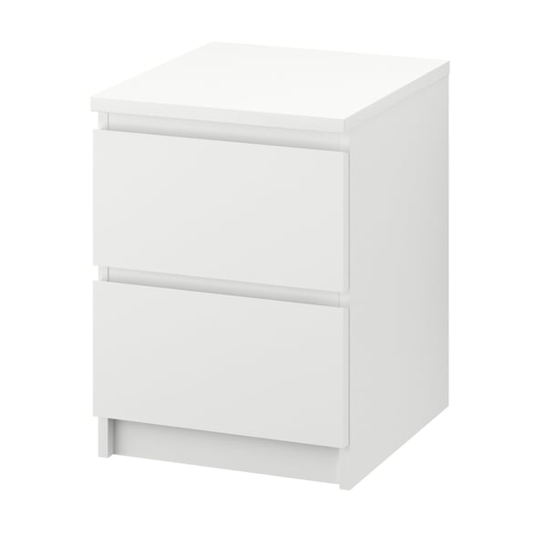 A white MALM chest of 2 drawers in the NA