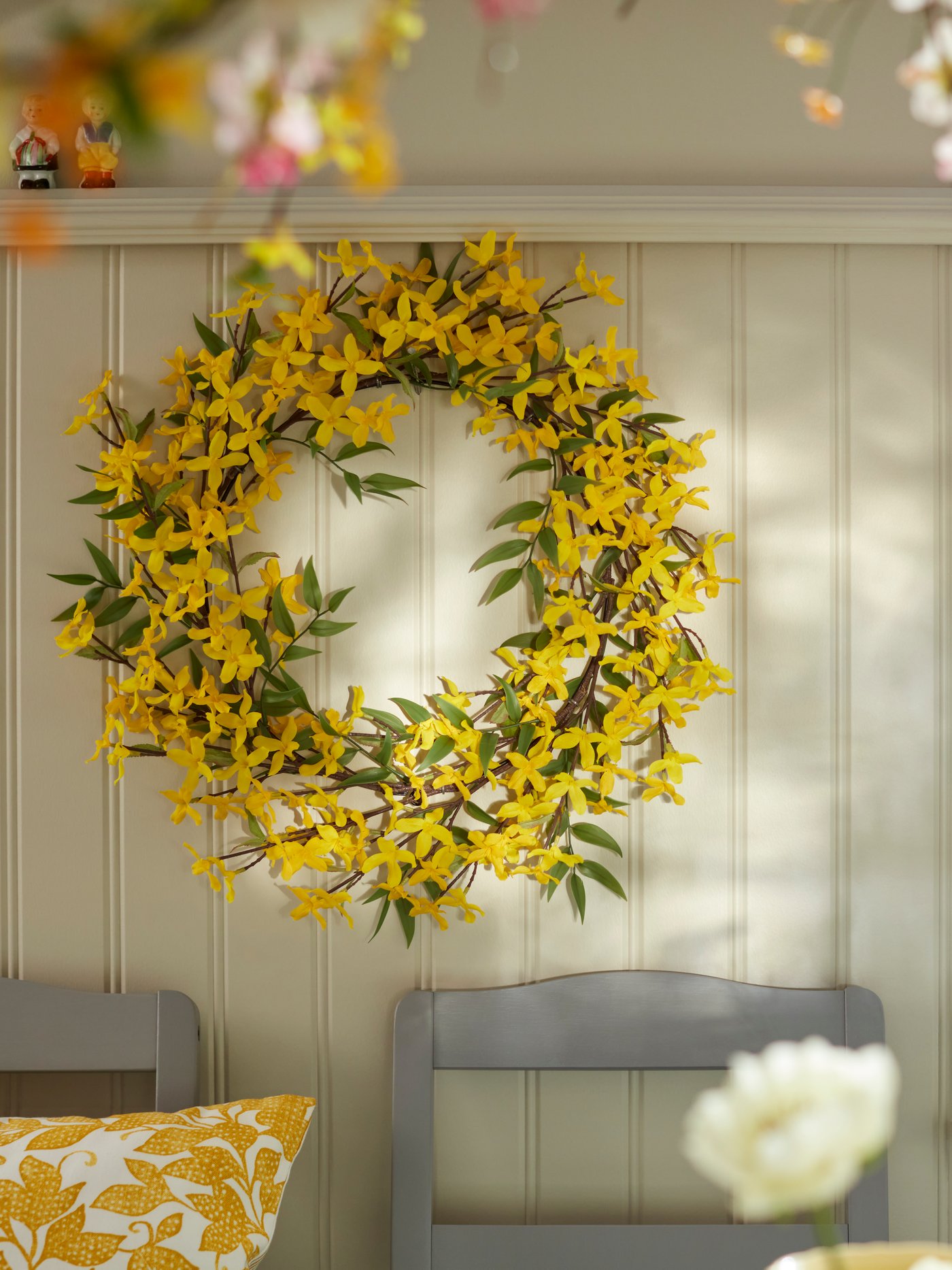 SMYCKA artificial wreath, yellow