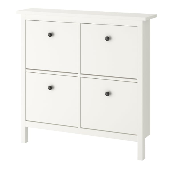 A white HEMNES shoe cabinet with 4 compartments