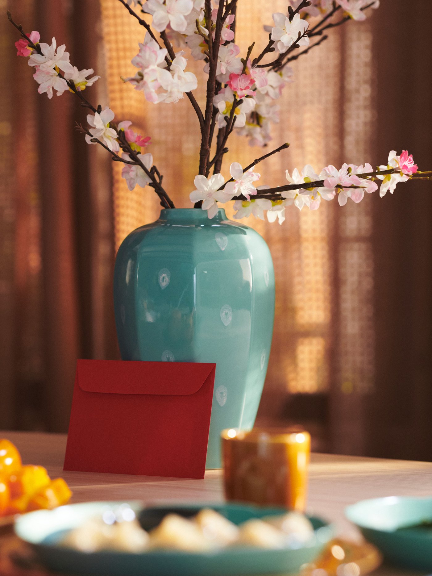 A turquoise/glazed dot pattern FÖSSTA vase