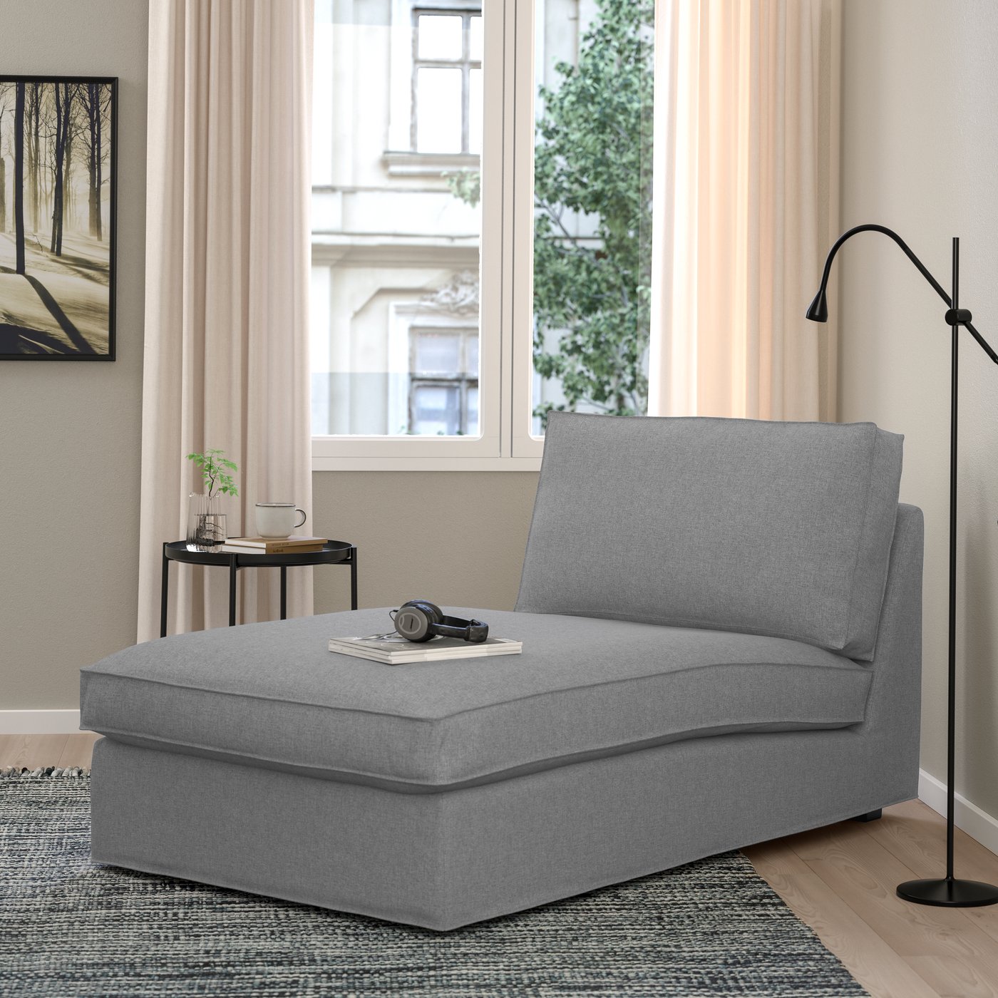 IKEA KIVIK schäslong, tibbleby beige/grå