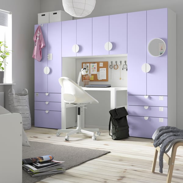 A white/lilac PLATSA storage combination