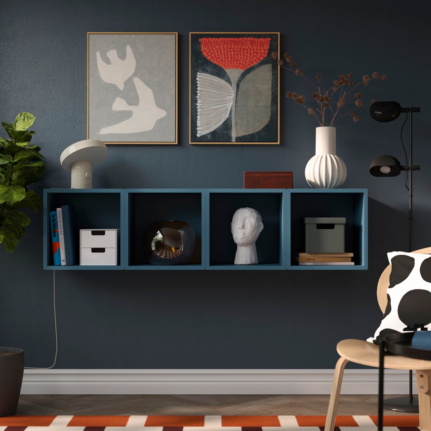 A dark grey-blue EKET wall-mounted storage combination