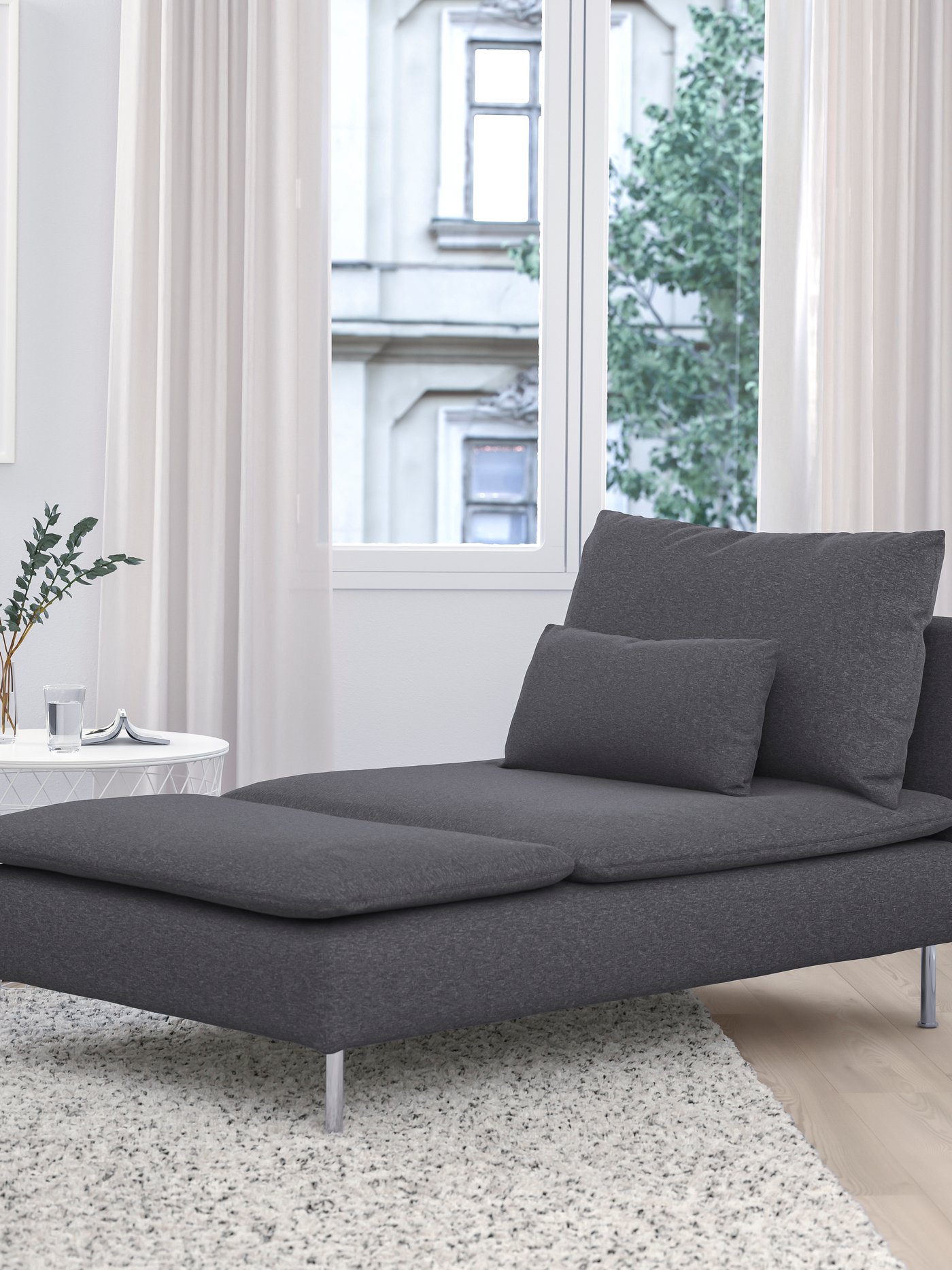 A Gunnared medium grey SÖDERHAMN chaise longue
