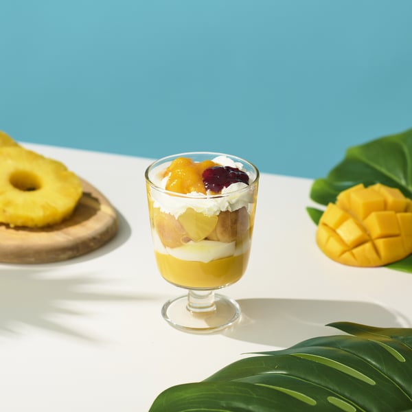 Mango parfait with almond jelly and pineapple