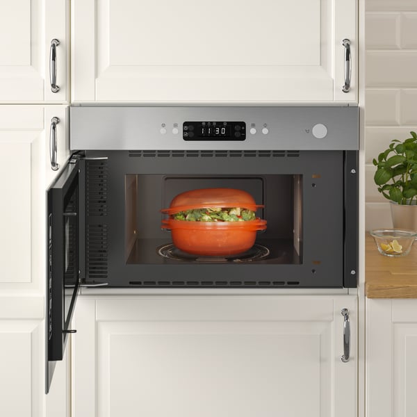 An IKEA 300 stainless steel MATTRADITION microwave oven