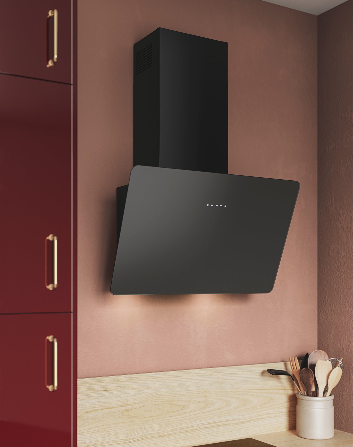 Černá nástěnná digestoř FINSMAKARE