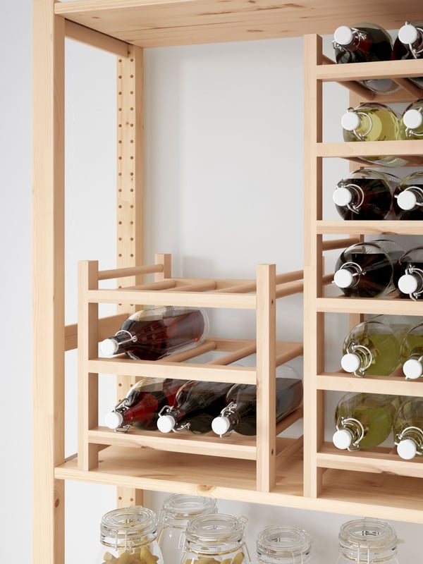 A solid wood HUTTEN 9-bottle wine rack