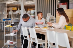 a family enjoying a meal in the Swedish Restaurant