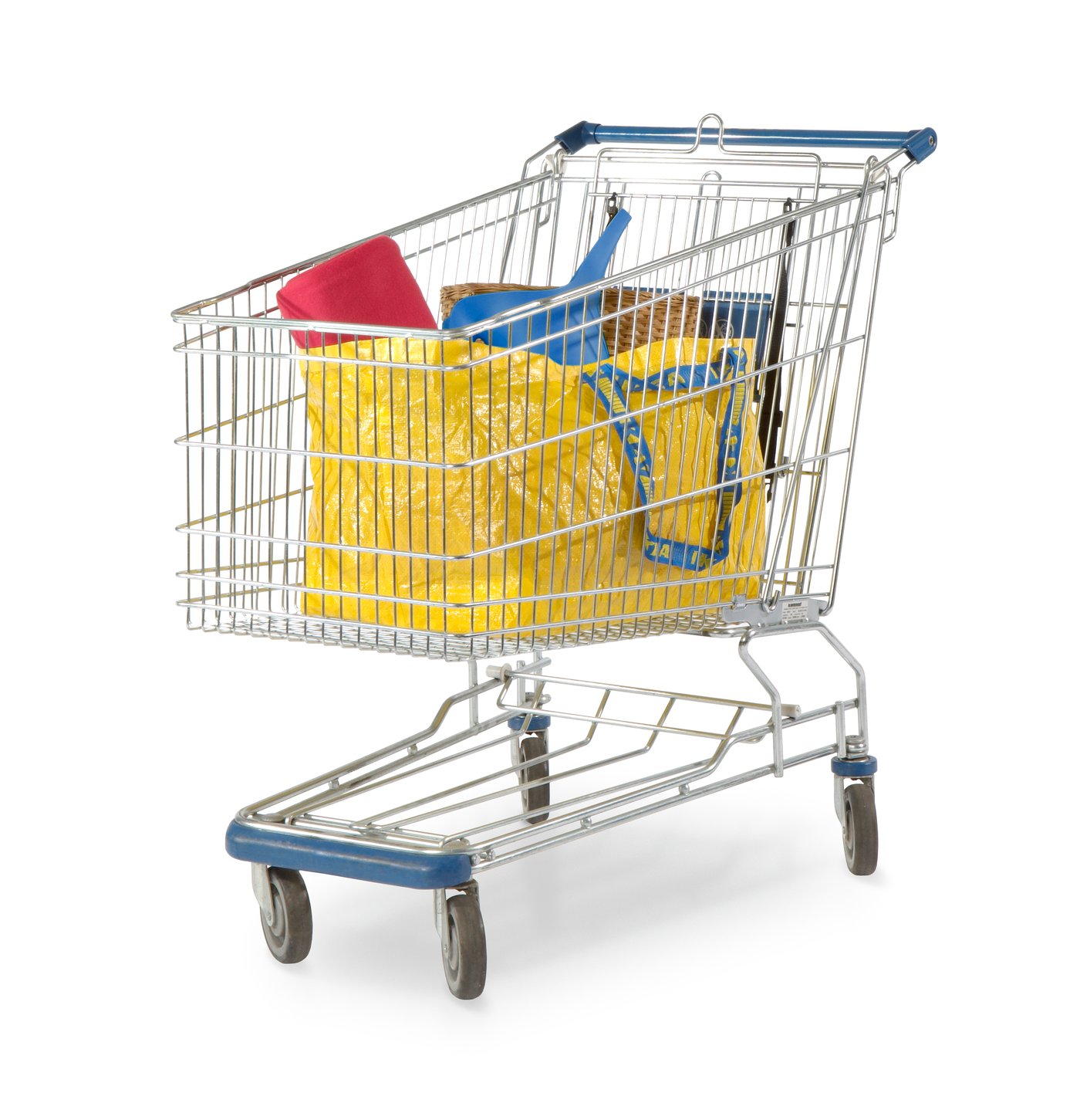 Shopping cart with IKEA yellow plastic bag