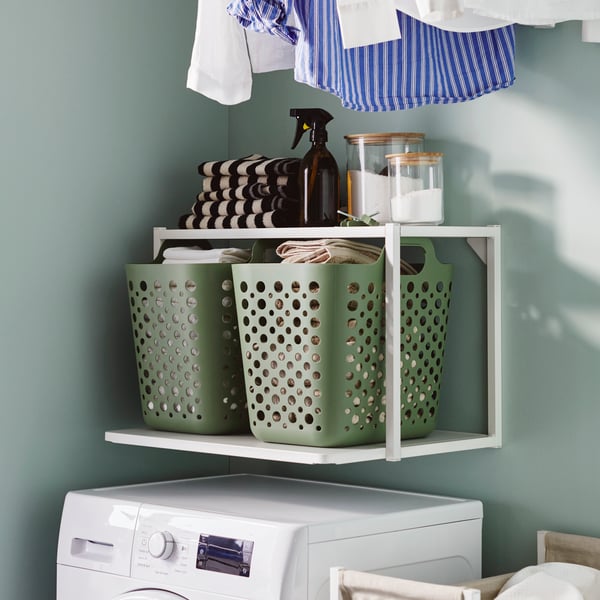 A clear glass/bamboo EKLATANT jar with lid
