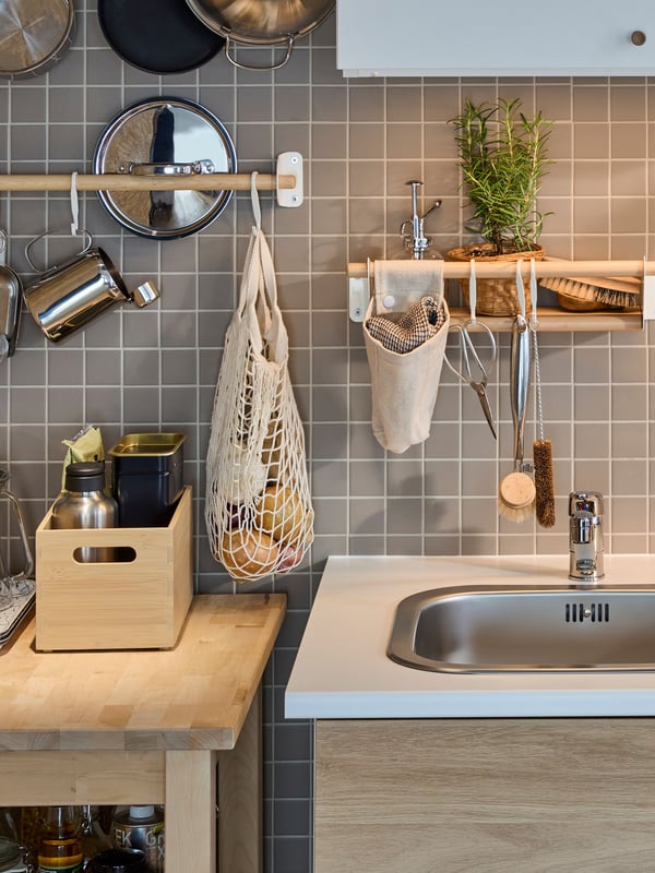 A birch BEKVÄM kitchen trolley