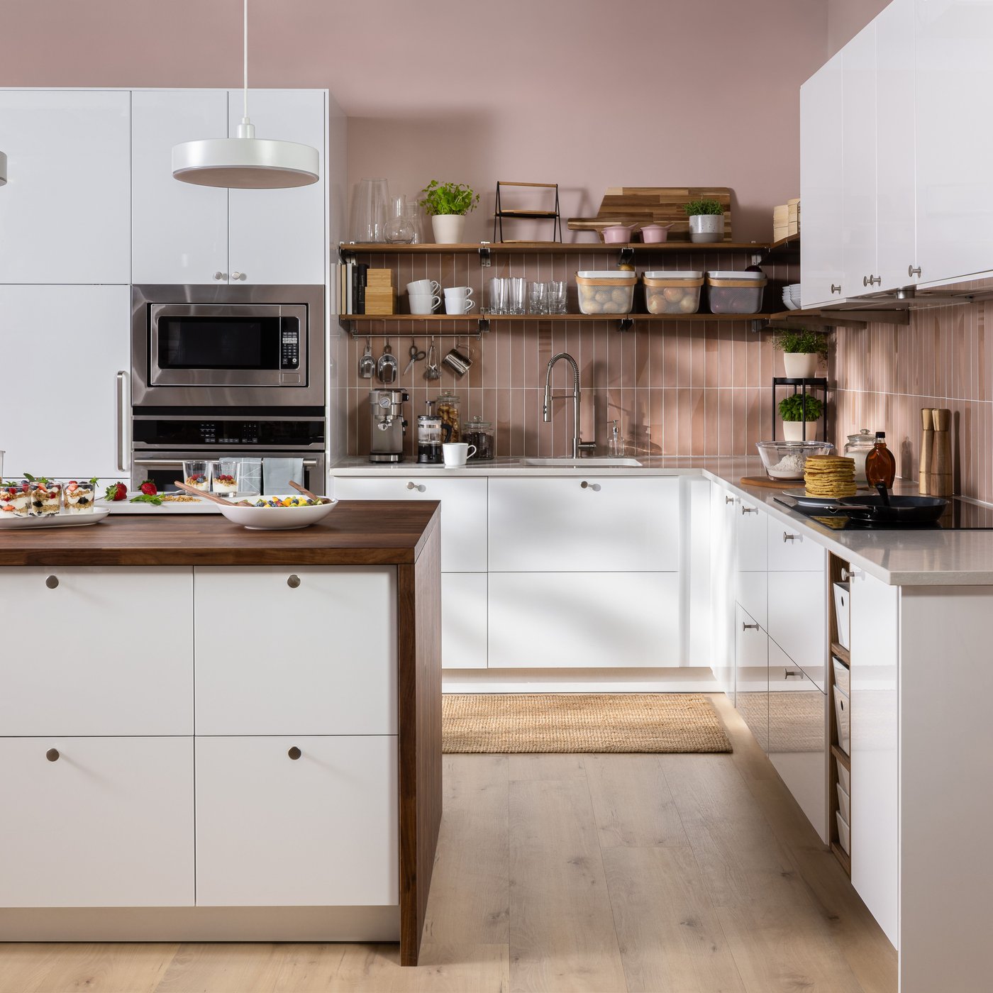 A walnut/veneer KARLBY worktop for kitchen island