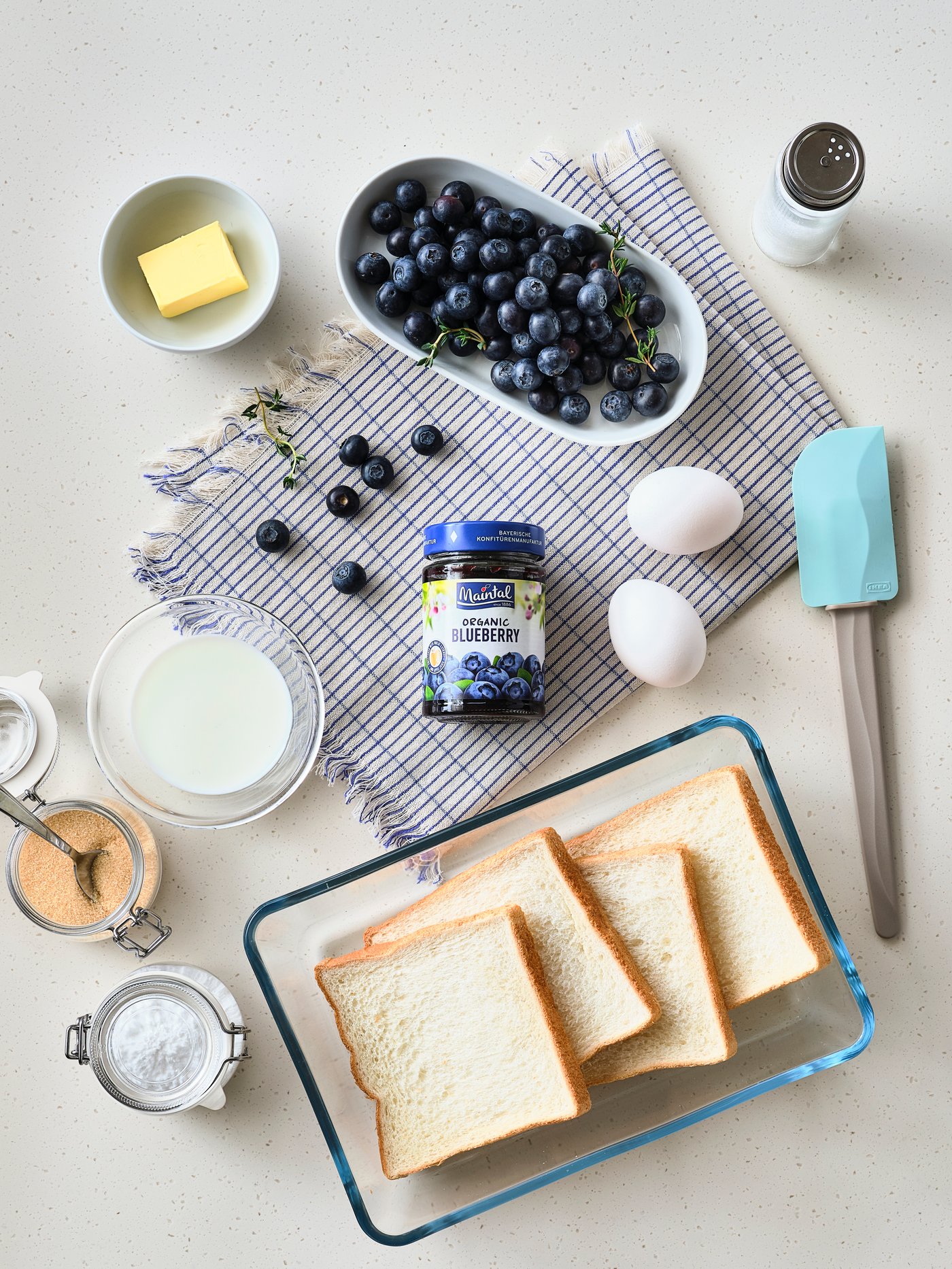 블루베리 잼 프렌치 토스트 재료 컷