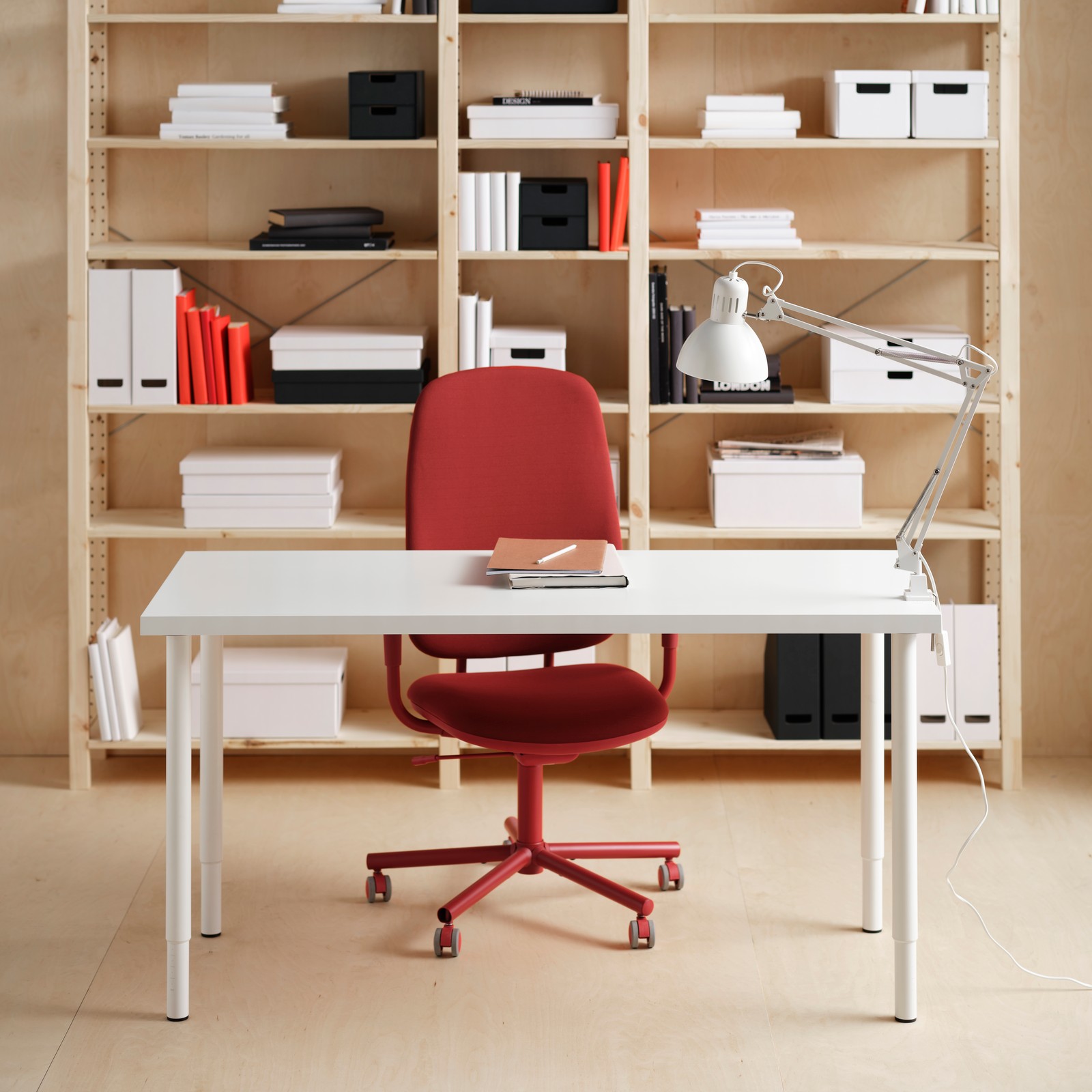 A pine IVAR shelving unit