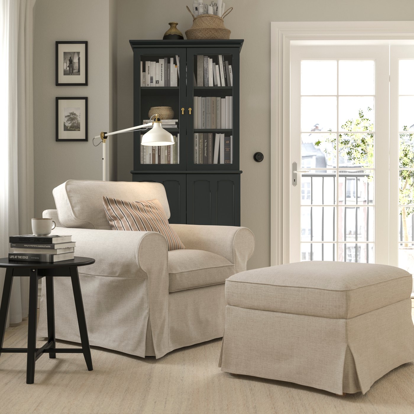 A Kilanda light beige EKTORP armchair