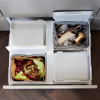 A for METOD kitchen drawer ventilated/light grey HÅLLBAR waste sorting solution in the kitchen