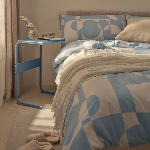 A blue BRUKSVARA side table