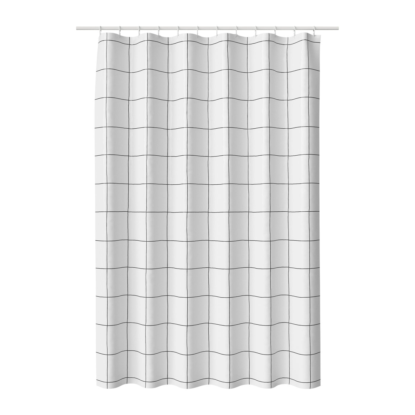 IKEA JÄMTSTARR duschdraperi, vit/ruta, 180x200 cm