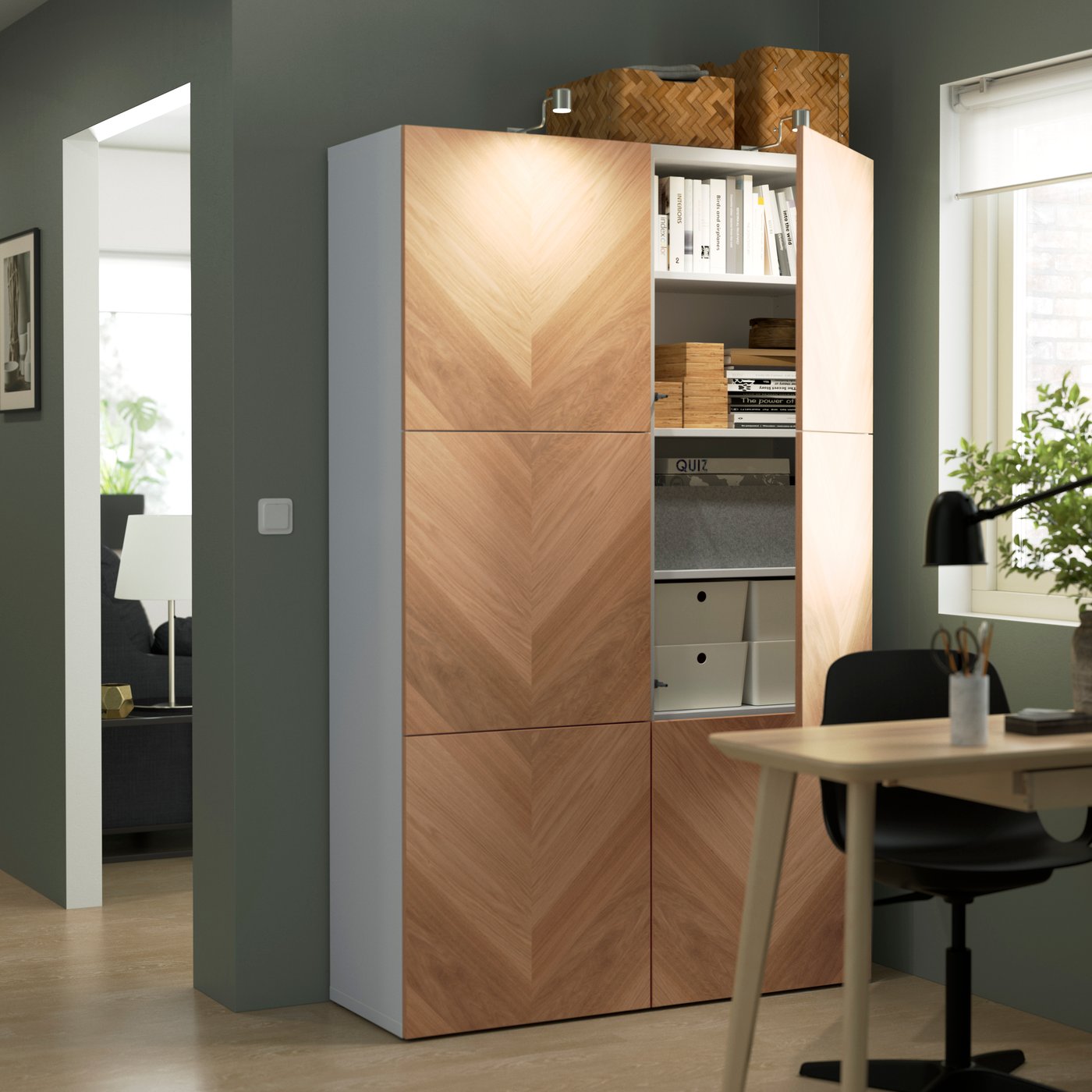 【nalu】IKEA 扉のみ　HEDEVIKEN 60x64 2枚 HEDEVIKEN ヘデヴィーケン 引き出し前部, オーク材突き板, 60x26