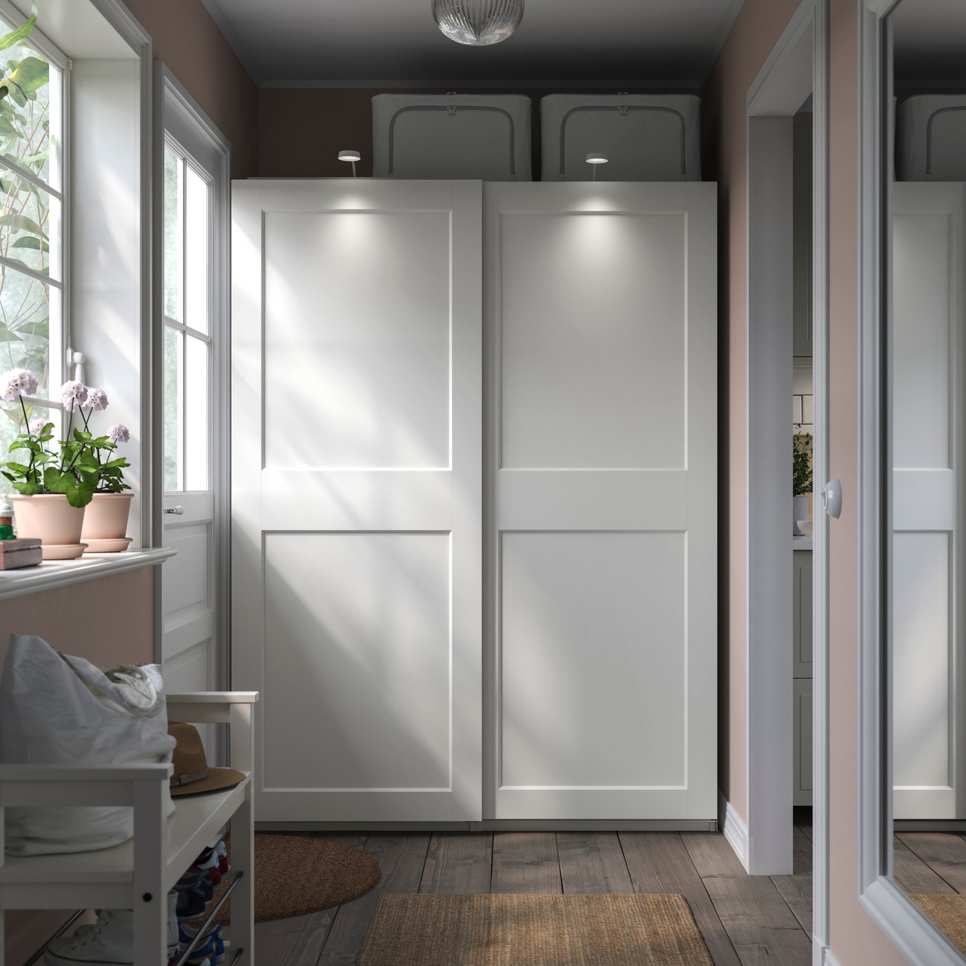 IKEA PAX / GRIMO garderob, vit/vit, 150x66x201 cm