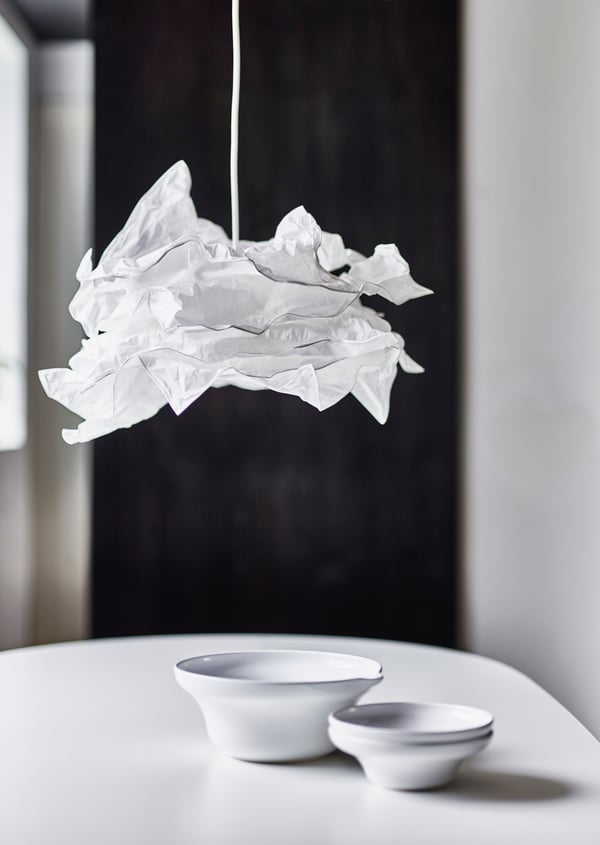 A white KRUSNING pendant lampshade
