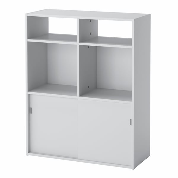 A light grey SPIKSMED open shelving unit in the NA