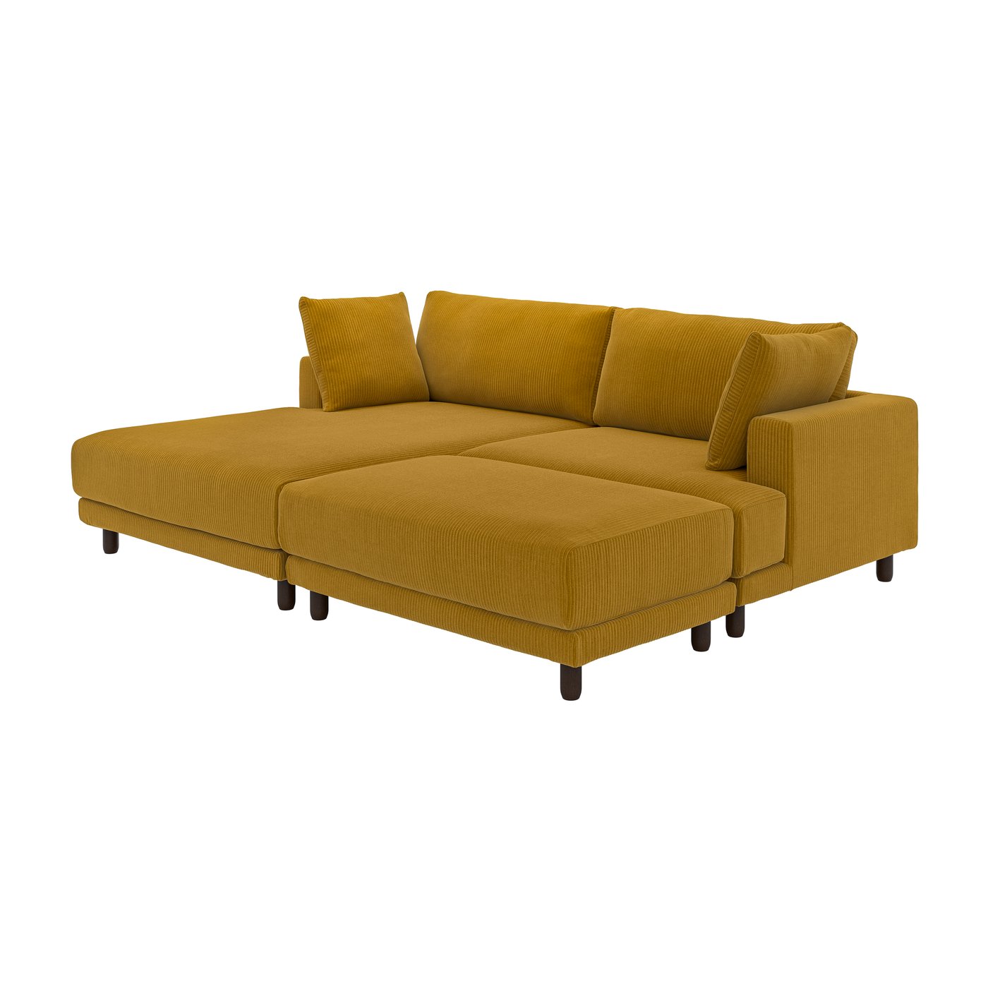 IKEA UPPÅKRA 3-sits modulsoffa, med schäslong, vänster fotpall/samsala gulbrun